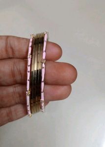 Gold &amp; Pink Bangle Set