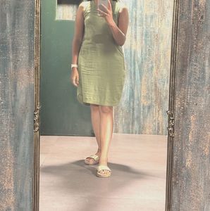 Green Linen Sleeveless Dress