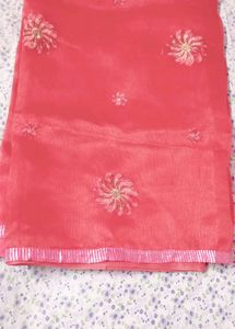 Peach Saree with Blouse Piece