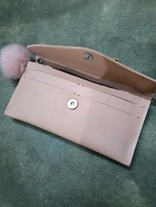 Pink Wallet with Pom-Pom