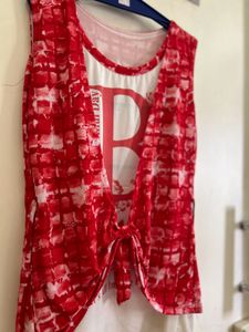 Red &amp; White Sleeveless Top