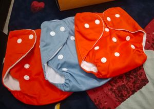 Combo Of Reusable Diapers With Pads