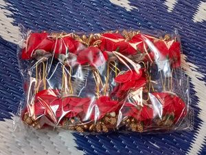 Red Flower Hair Pins