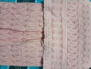 Peach Chikankari Kurti Legging And Dupatta Set