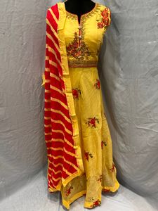 Yellow Embroidered Indian Dress