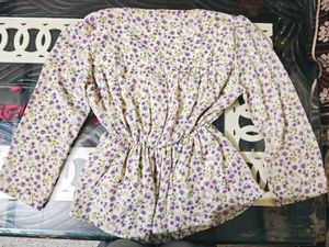 V Neck Flower Print Top