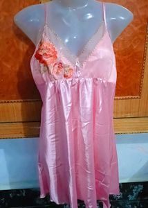 Pink Silk Floral Nightgown