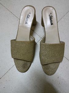 Golden Heeled Mules Used Twice only