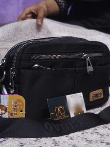 Stylish Black multi zipper Crossbody Bag