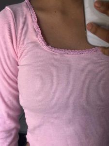 Pink Lace Long Sleeve Top