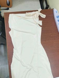 Elegant Cream Dress with Tie Detail From Newme