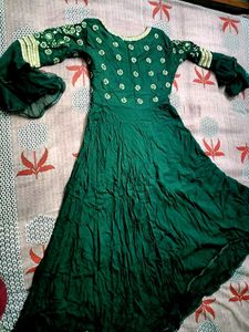 Dark Green Frock With Dupatta