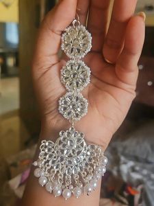 Kundan Maang Tikka & Pink Earing