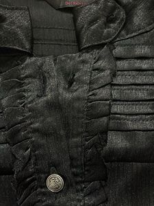 Black Ruffled Button-Down Top