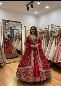 Elegant Black Embroidered Gown With Dupatta,lehng