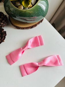 Pink Hair Ribbon Clips