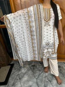 White Printed Salwar Kameez