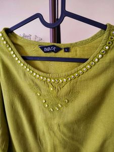 Imara Lime Green Cold Shoulder Top