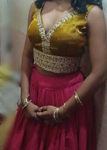 Mustard &amp; Pink Lehenga Choli Set