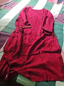 Maroon Embroidered Kurti