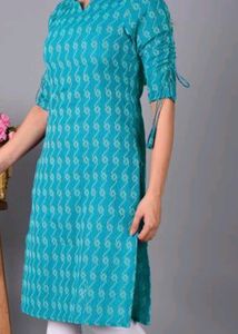 Full Sleeves Blue Colour Kurti ,Size - M