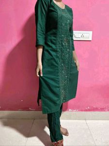 Green Cotton Kurta Set
