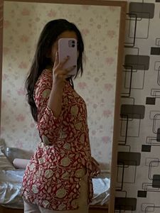 Red Floral Print Tunic