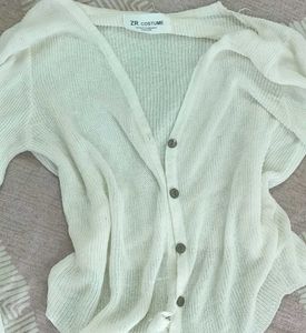 White Cardigan Crochet Material