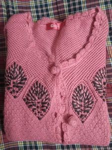 Pink Embroidered Cardigan