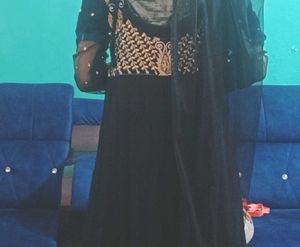 Elegant Black &amp; Gold Anarkali Suit
