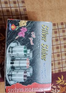 Silver Shine Stainless Steel Glasses (6-Piece)