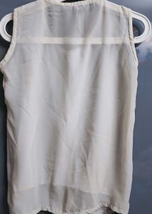 White Collar Sleeveless Top