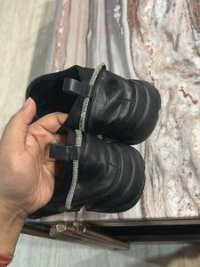 Black Embellished Slip-On Sneakers