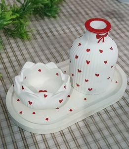 Heart Vase & Tray Set