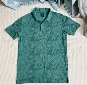 Green Floral Polo Shirt