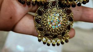 Gorgeous Gold &amp; Maroon Indian Jewelry Set
