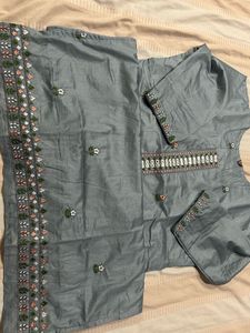 Never used Embroidered Grey Cotton Kurta Size XXL