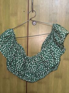 Green Off Shoulder Cute Crop Top