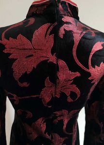 Floral Cheongsam Velvet Dress