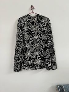 Patterned Black Shrug Top