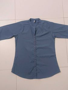 Blue Button-Down Top