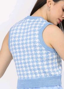 Blue Houndstooth Sweater Vest