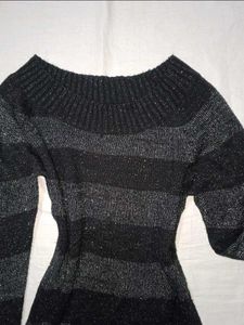 Sparkly Striped Sweater Dress