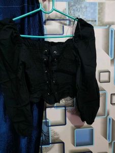 Black Corset Crop Top