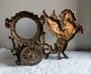Vintage Metal Pegasus Horse Chariot Showpiece