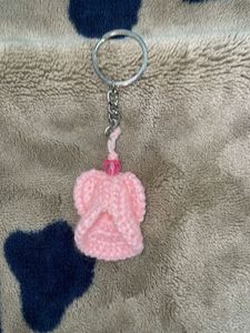 Crochet Pink Angle Keychain