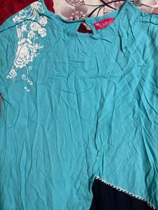 Kaira kurti - Turquoise Floral