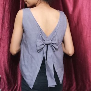 Grey Crop Top With Back Design