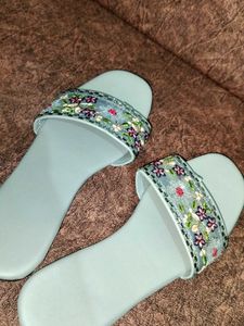 Floral Detail Flats Slippers