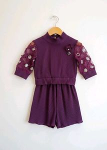 Purple Knit Top & Pant Set